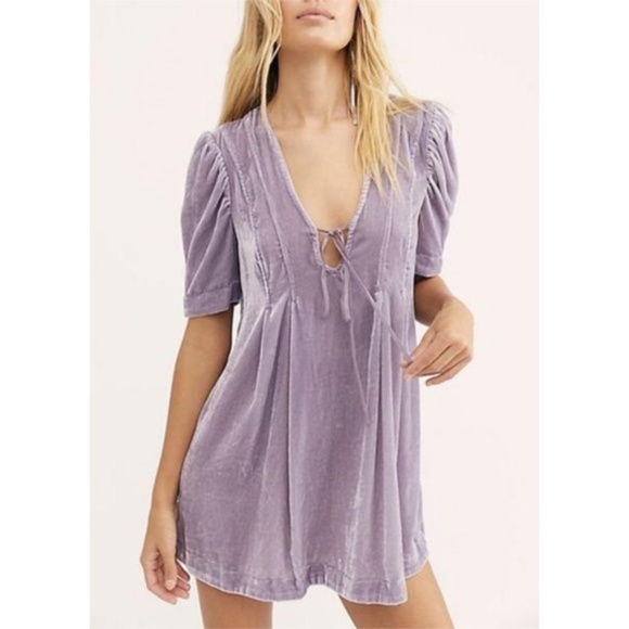 Free People Tops - Free People Adele Velvet Tunic Lilac Top Size Medium